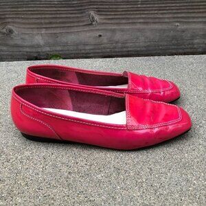 ENZO ANGOLINI Loafers Shoes Women's 7.5 Pink Patent Leather Flats Designer​​​​​